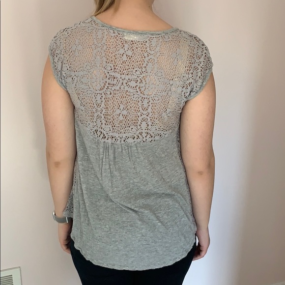 Altar’d State Gray Short Sleeve with Lace - Picture 3 of 4